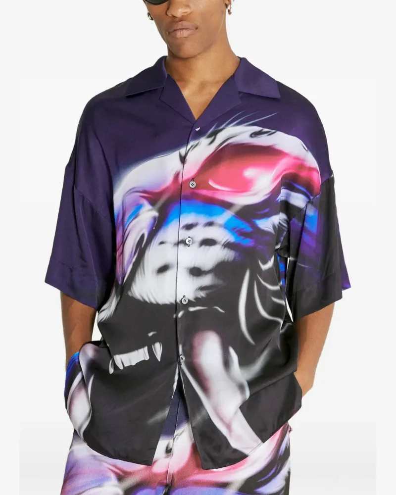 Gerrit Jacob graphic-print revere-collar shirt - Blau Blau