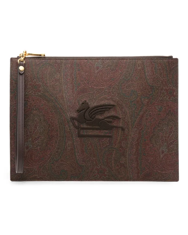Etro Clutch aus Paisley-Jacquard - Braun Braun