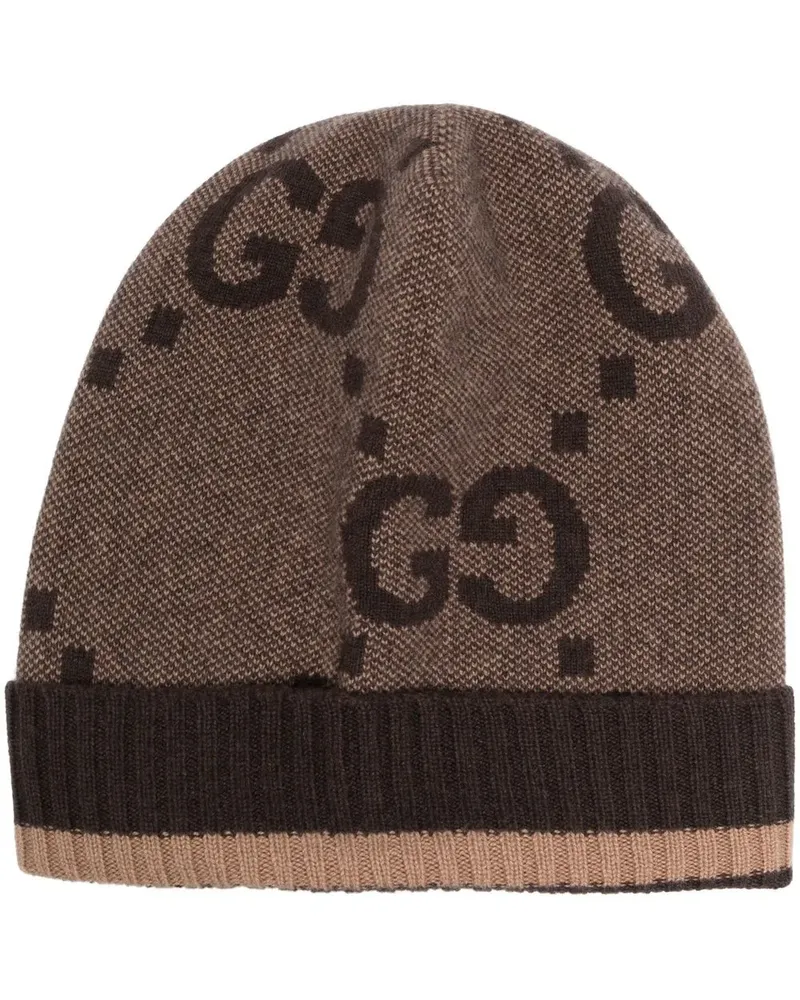 Gucci Kaschmirbeanie aus GG Jacquard - Nude Nude