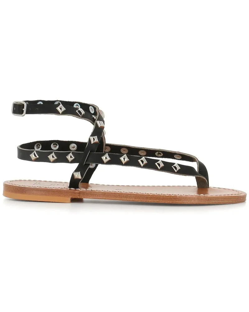 K.Jacques  Flache Sandalen mit Nieten - Schwarz Schwarz