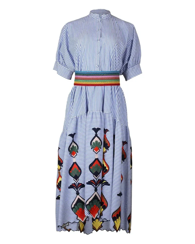 Maison Common stripe-pattern midi dress - Blau Blau