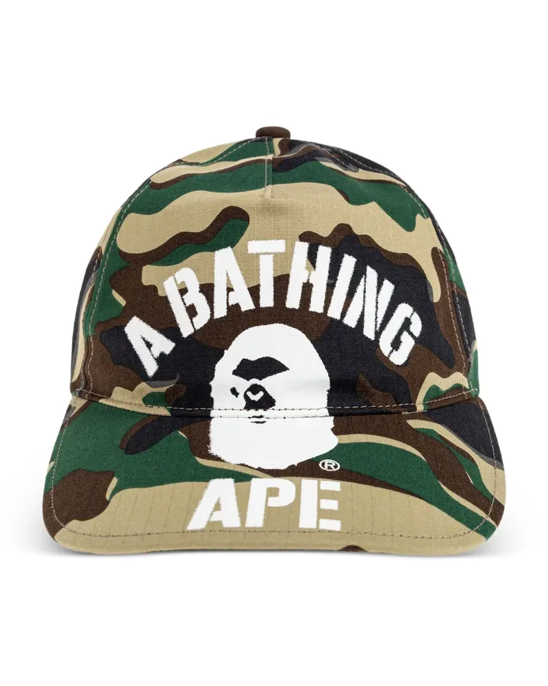 BAPE camouflage-pattern logo-print baseball cap - Grün Grün