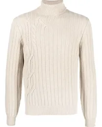 Corneliani Rollkragenpullover mit Zopfmuster Nude