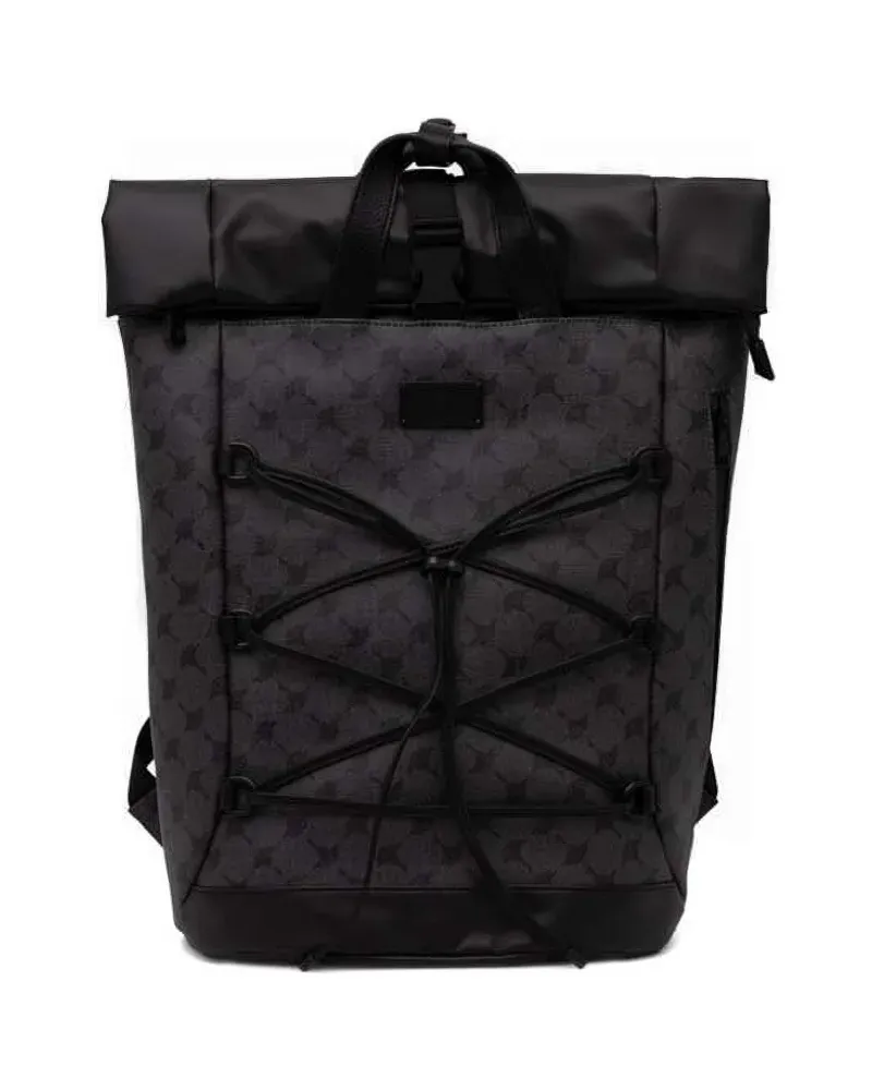 JOOP! Gemusterter Roll-Top-Rucksack - Schwarz Schwarz