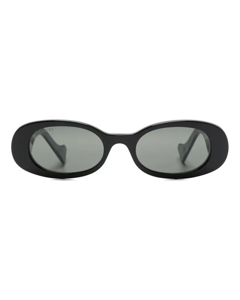 Gucci GG Sonnenbrille mit ovalem Gestell - Schwarz Schwarz