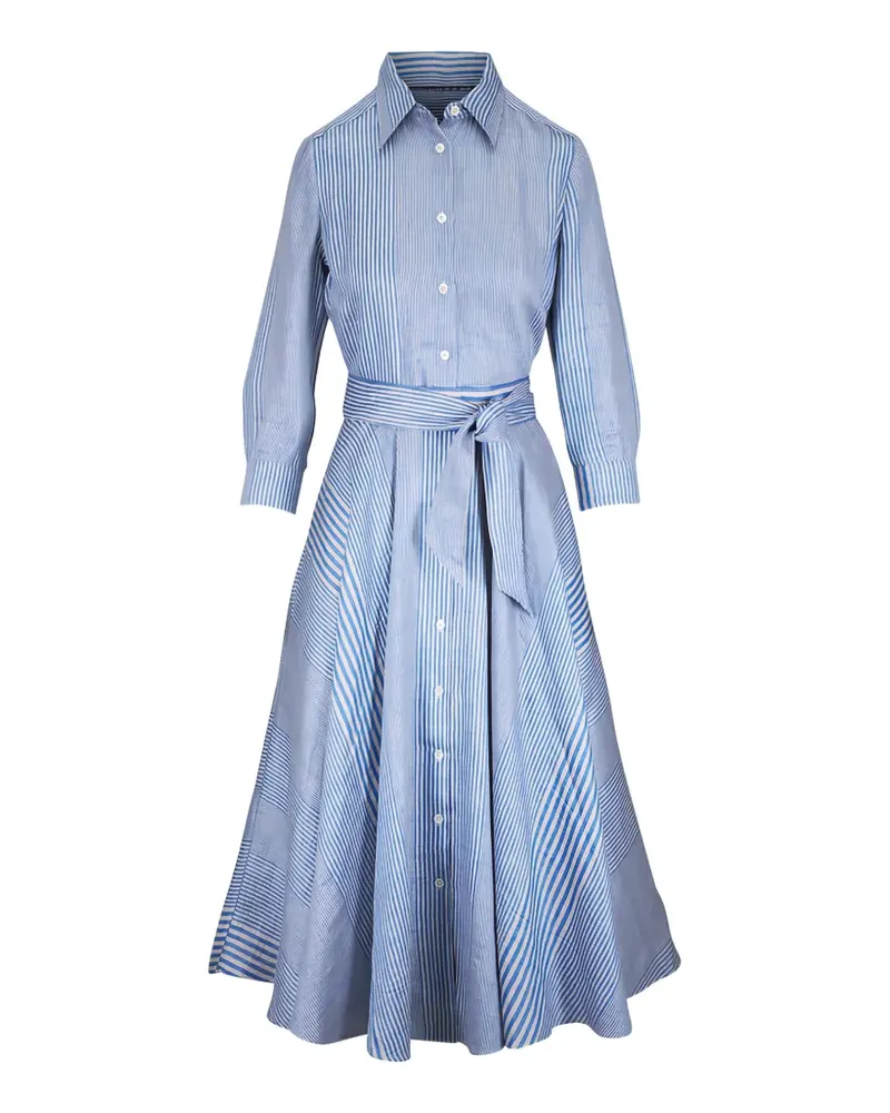 Sara Roka striped belted midi shirt dress - Blau Blau