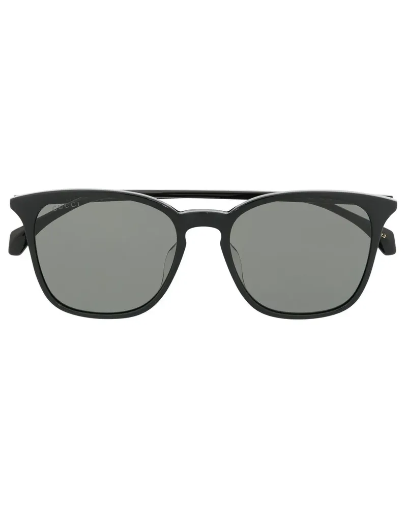 Gucci Eckige Sonnenbrille mit Logo - Schwarz Schwarz