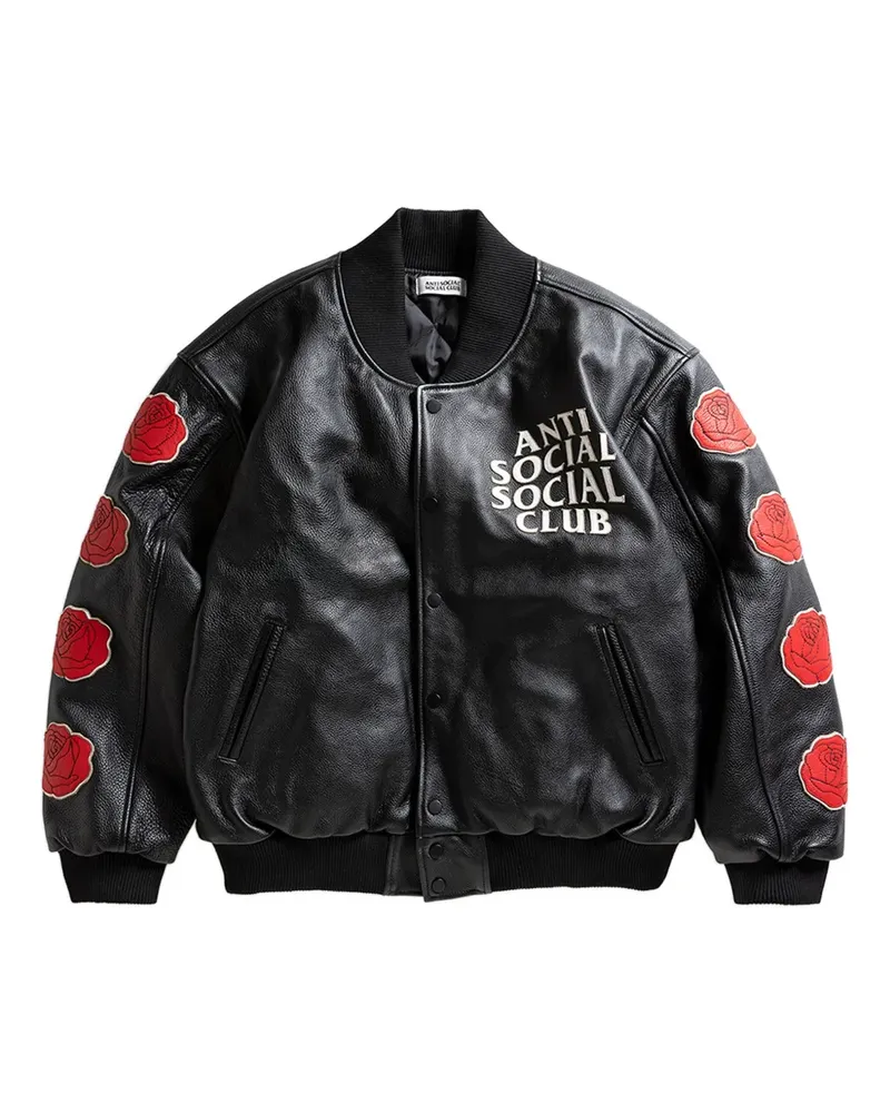 Anti Social Social Club logo-detail leather jacket - Schwarz Schwarz