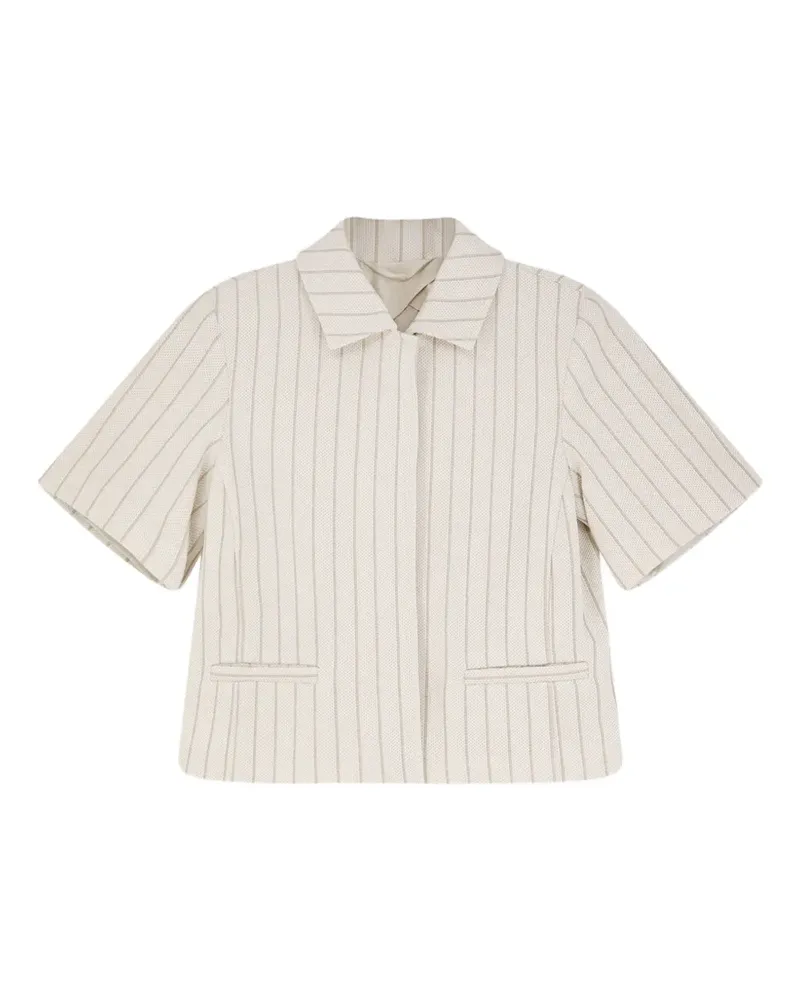 Max Mara pinstripe button cotton blazer - Nude Nude