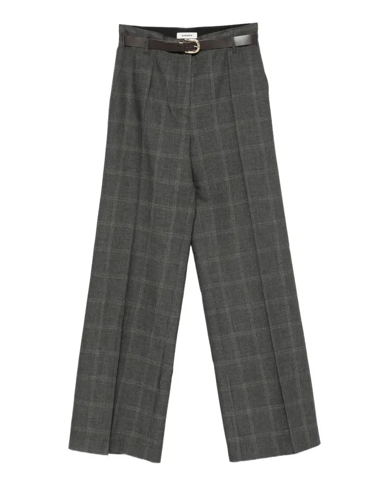 Sandro Karierte Colton Hose mit weitem Bein - Grau Grau