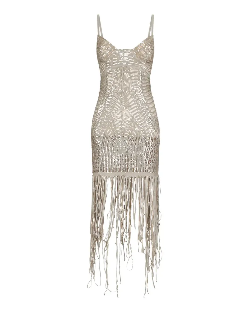 ATTICO sequinned fringed dress - Silber Silber