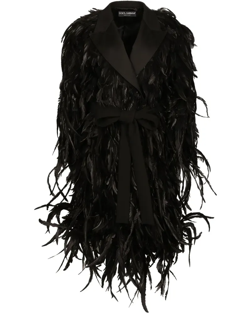 Dolce & Gabbana Mantel mit Federn - Schwarz Schwarz