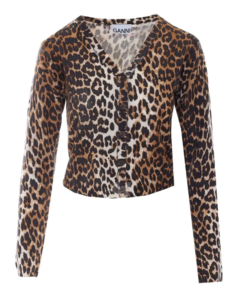 Ganni Cardigan mit Leopardenmuster - Nude Nude