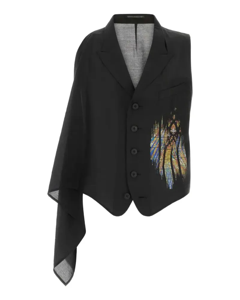 Yohji Yamamoto Asymmetrische Weste - Schwarz Schwarz