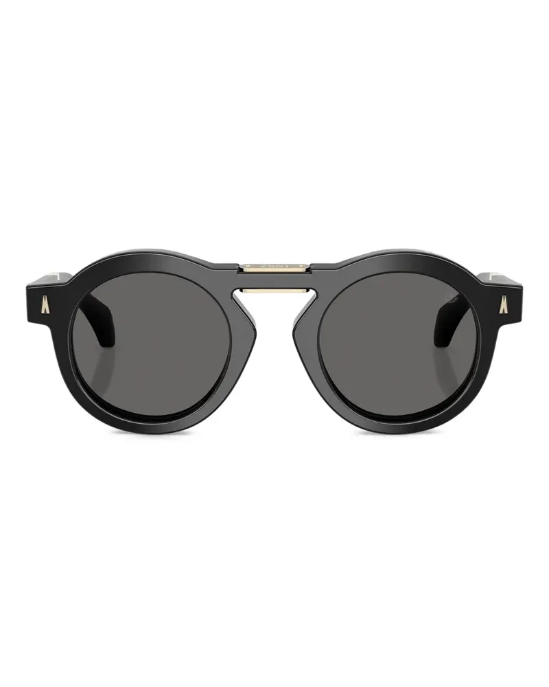 Moncler Glisse Sonnenbrille mit rundem Gestell - Schwarz Schwarz