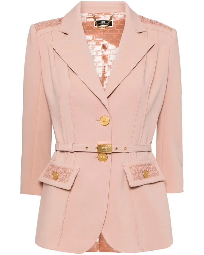 Elisabetta Franchi Einreihiger Blazer mit Spitze Rosa