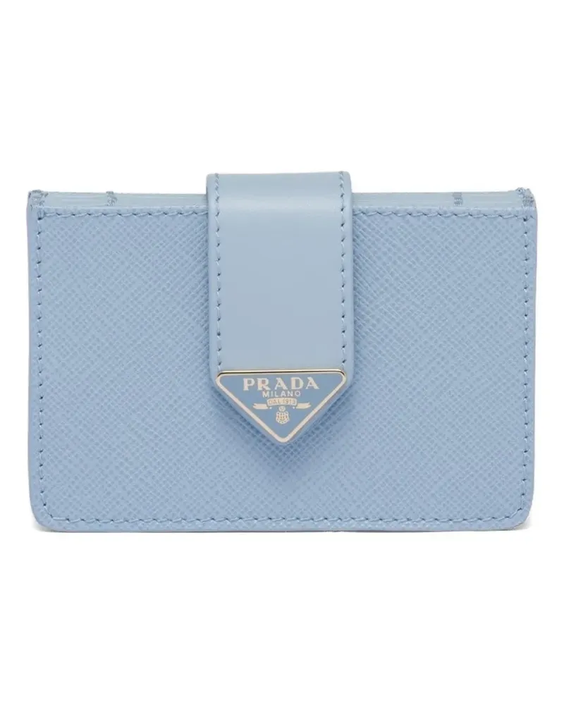 Prada Saffiano and smooth leather card holder - Blau Blau