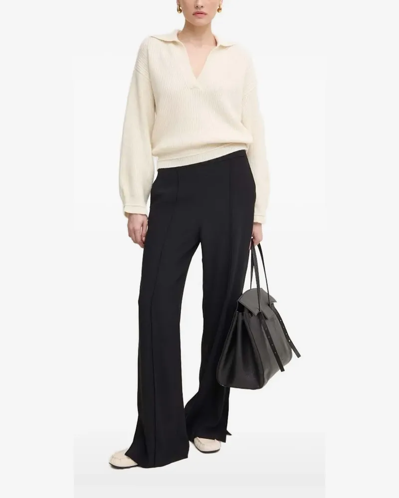 Liviana Conti Gerippter Pullover mit Poloshirtkragen - Nude Nude