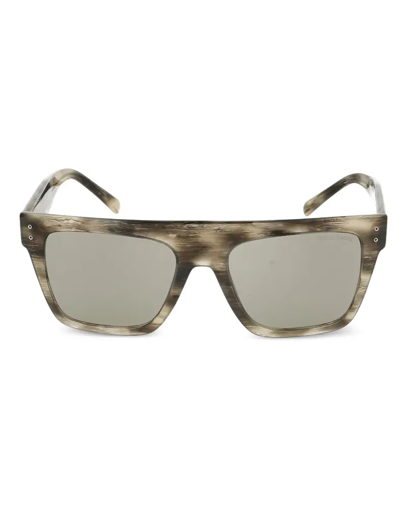 Giorgio Armani Eckige Sonnenbrille mit Streifen - Nude Nude