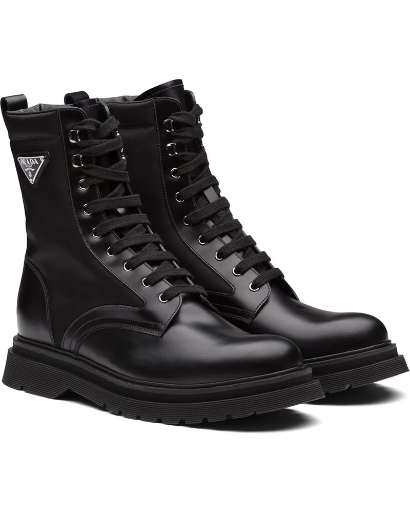 Prada Stiefel mit Kontrasteinsätzen Schwarz