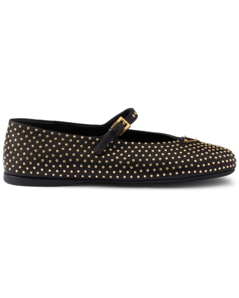 Prada Ballerinas mit Nieten - Schwarz Schwarz