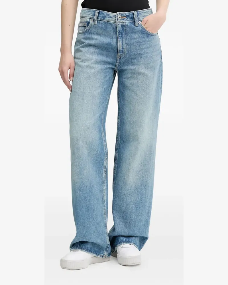 HUGO BOSS Wide-Leg-Jeans mit Smiley - Blau Blau