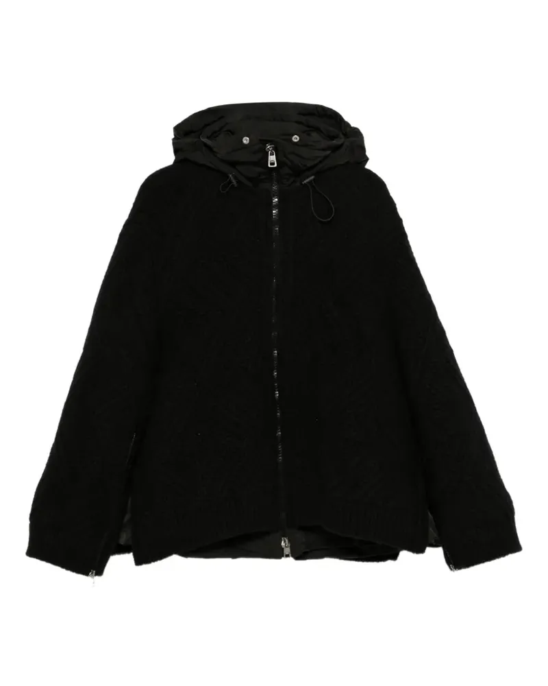 Ermanno Scervino Kapuzenjacke mit Zopfmuster - Schwarz Schwarz