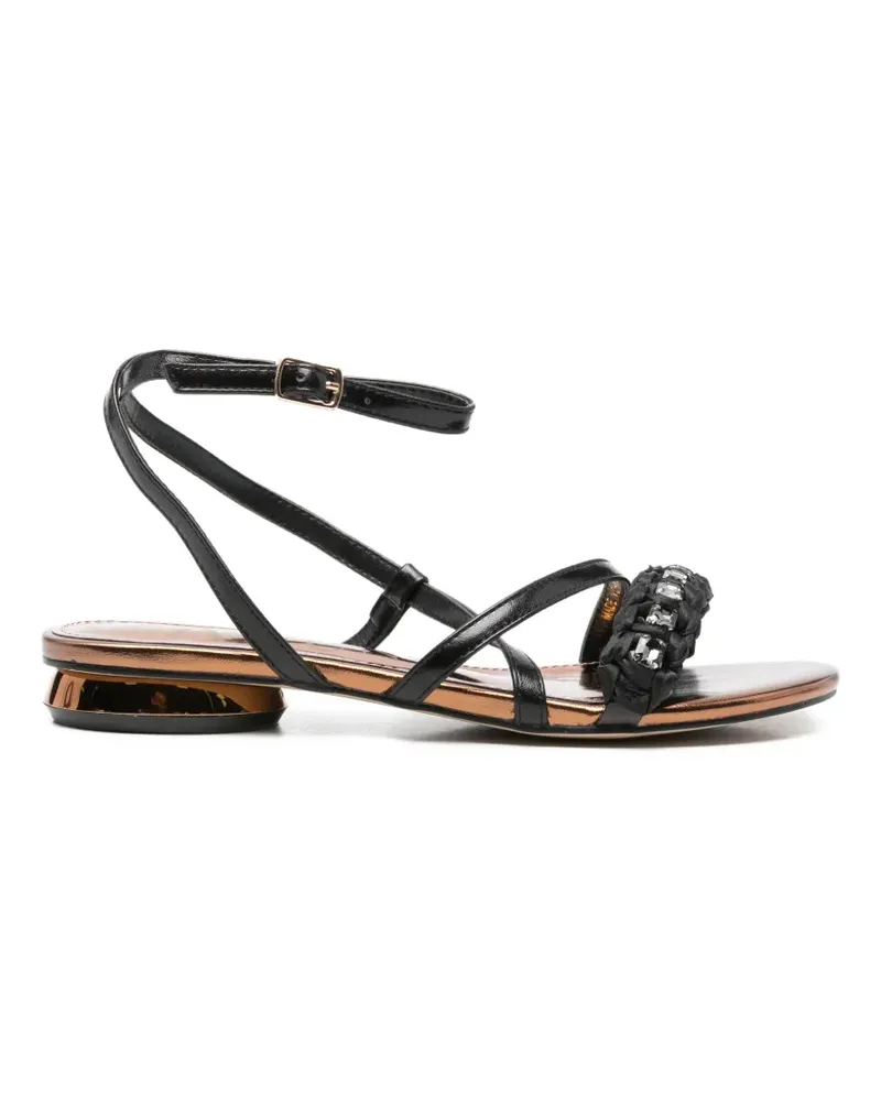 CAFèNOIR  Geflochtene Sandalen mit Kristallen - Schwarz Schwarz