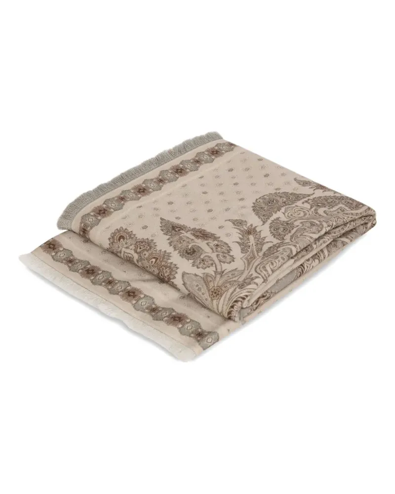 Etro placed-print wool blanket (140cm x 180cm) - Nude Nude