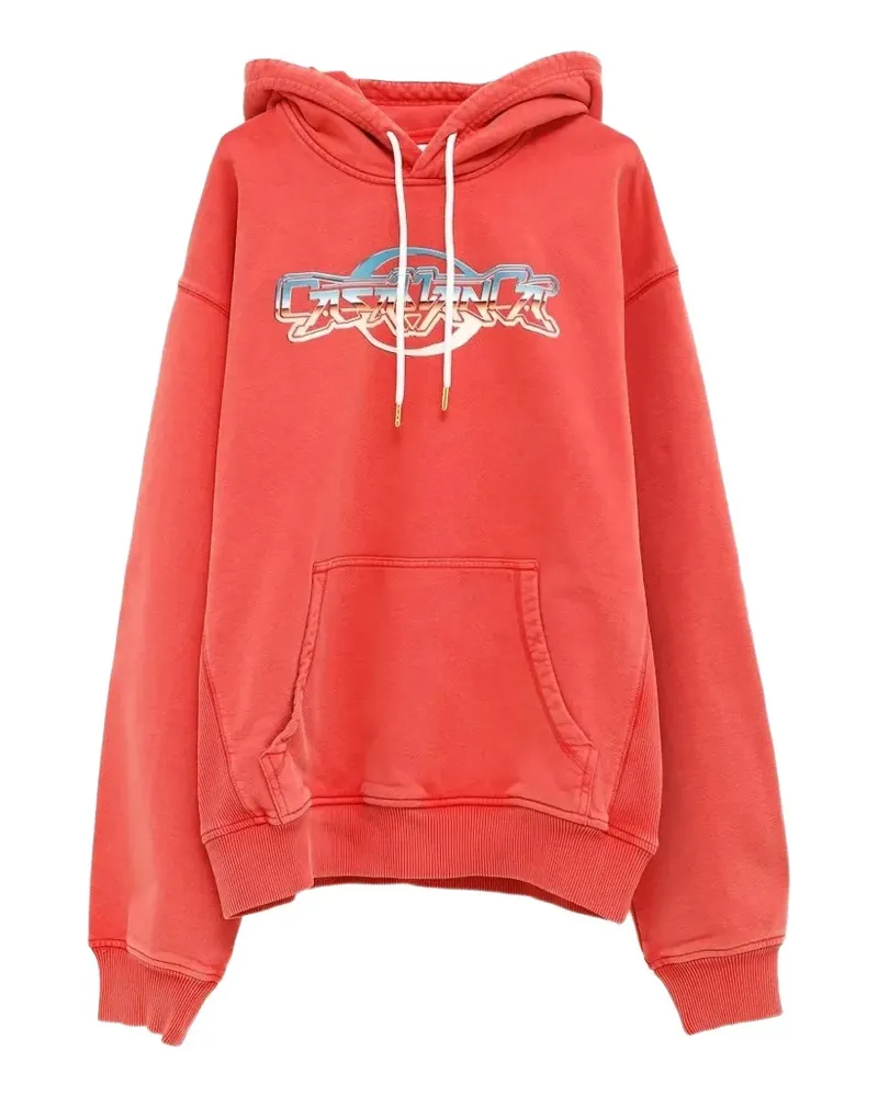 Casablanca Paris Hoodie aus Bio-Baumwolle mit Logo-Print - Rot Rot