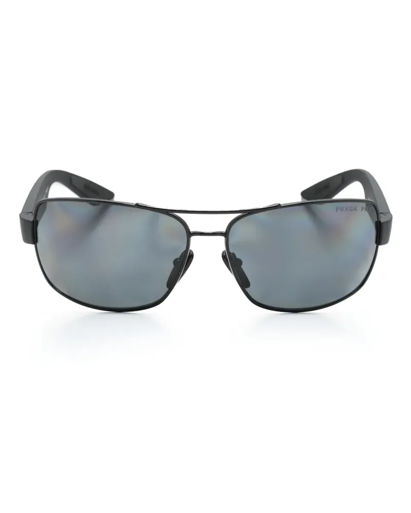 Prada Eckige Sonnenbrille mit Logo-Print - Schwarz Schwarz