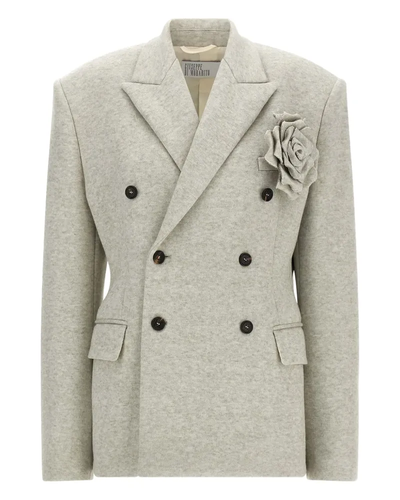 Giuseppe di Morabito Doppelreihiger Blazer mit Rosenverzierung - Grau Grau