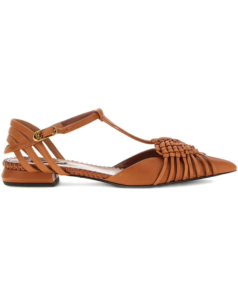 Roberto Cavalli Flache Pumps mit Flechtdetail - Braun Braun