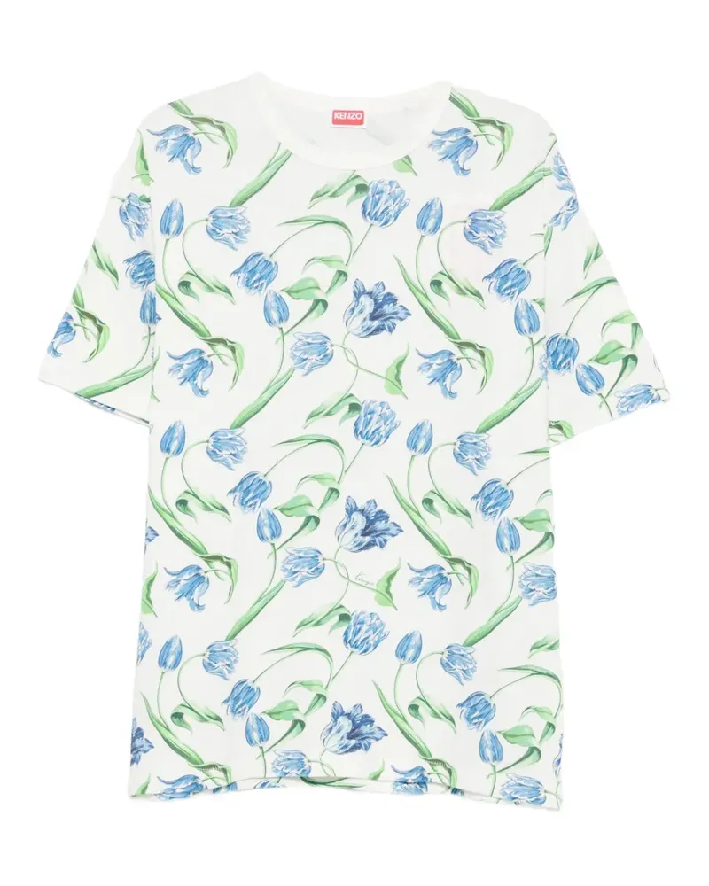 Kenzo tulip-print T-shirt - Weiß Weiß