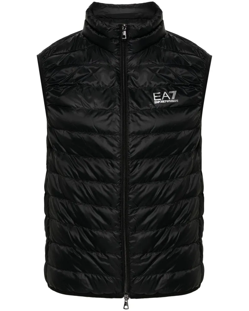EA7 Gefütterte Weste mit Logo-Print - Schwarz Schwarz