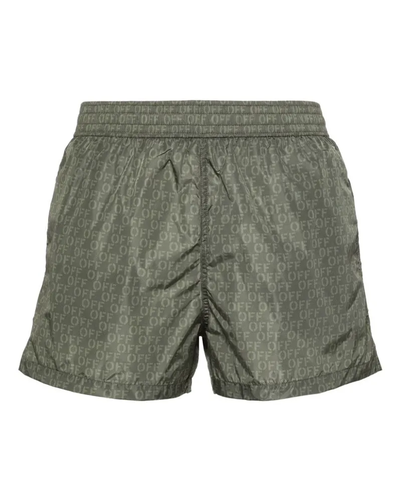OFF-WHITE Badeshorts mit Logo-Print - Grün Grün