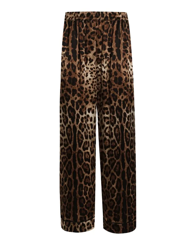 Dolce & Gabbana Pyjama-Hose aus Satin mit Leoparden-Print - Nude Nude