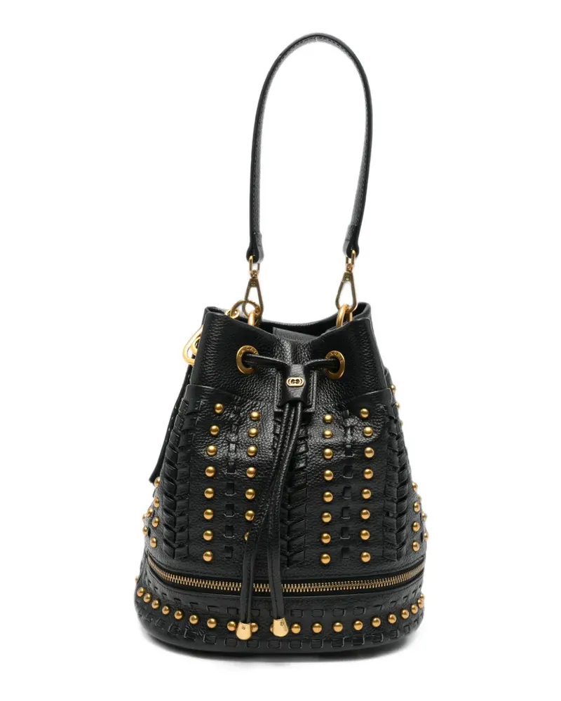 LA CARRIE stud-embellished leather bucket bag - Schwarz Schwarz