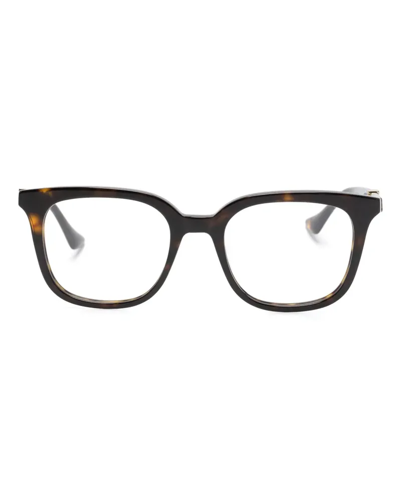 Gucci Eckige Brille mit Webstreifen - Braun Braun