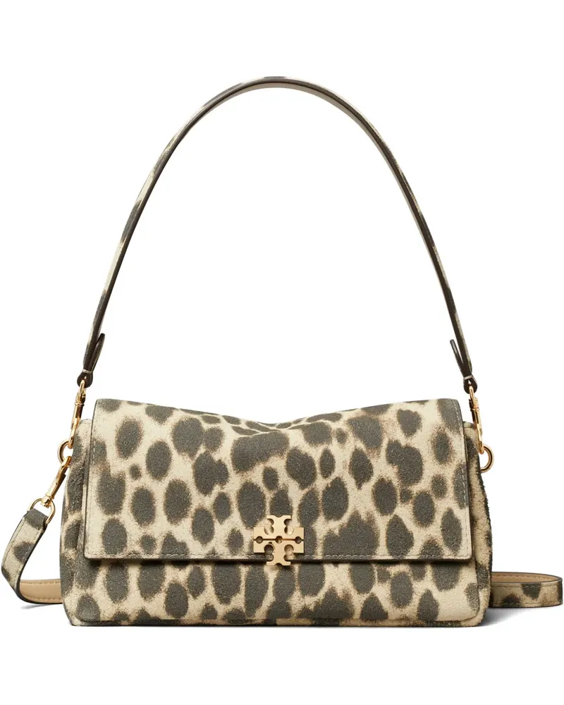 Tory Burch Kleine Charlie Schultertasche aus Wildleder - Nude Nude