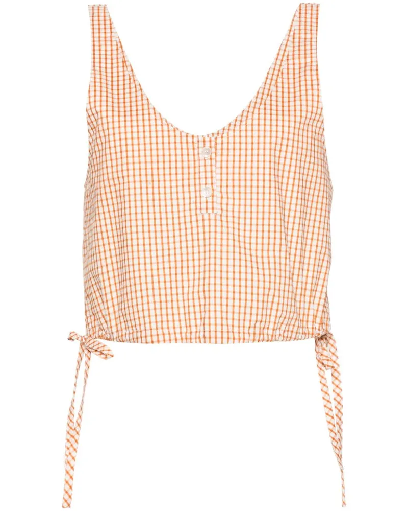 forte_forte Kariertes Cropped-Oberteil - Orange Orange