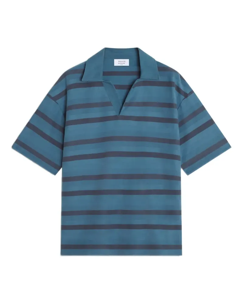 Kitsuné striped short-sleeve polo-collar T-shirt - Blau Blau