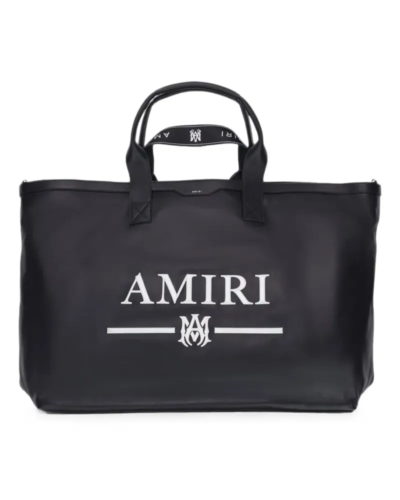 Amiri logo-embroidered leather tote bag - Schwarz Schwarz