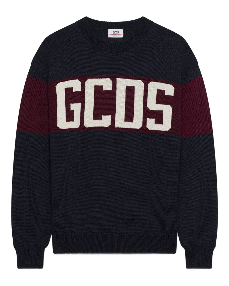 GCDS Gestreifter Pullover mit Logo - Blau Blau