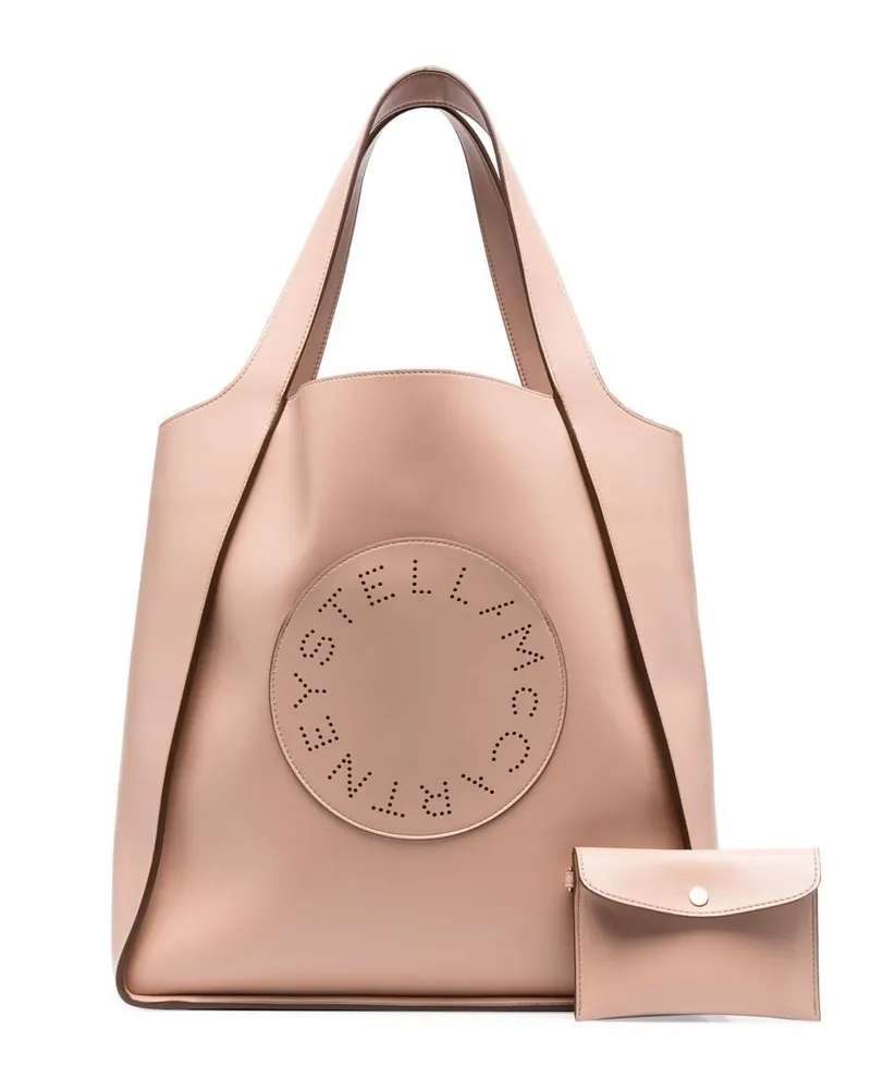 Stella McCartney Shopper mit perforiertem Logo Nude