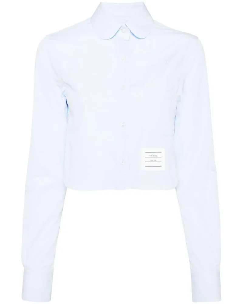 Thom Browne Cropped-Hemd mit Logo-Patch - Blau Blau