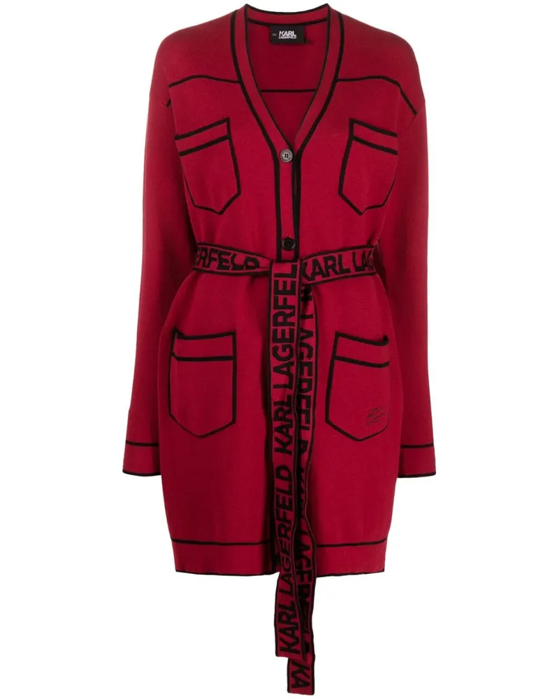 Karl Lagerfeld Strickmantel mit Taillengürtel - Rot Rot
