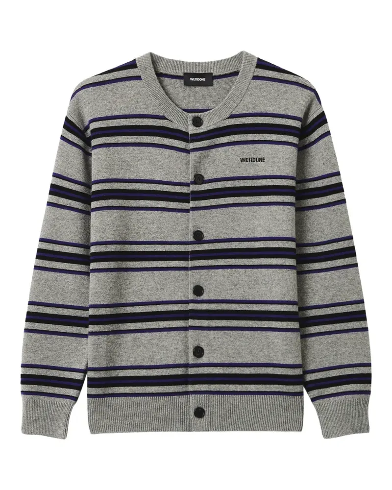 WE 11 DONE striped logo-embroidered cardigan - Grau Grau