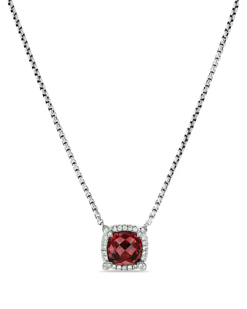 David Yurman Petite Chatelaine Halskette mit Rhodolit und Diamanten - Silber Silber