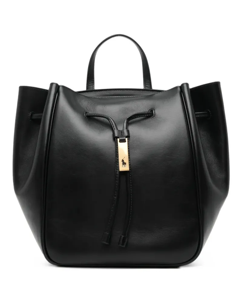 Ralph Lauren Rucksack aus Leder mit Kordelzug - Schwarz Schwarz